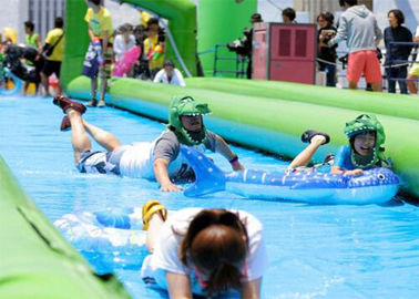 Toboganes acuáticos inflables de largo que sorprenden modificados para requisitos particulares para los niños Amucement