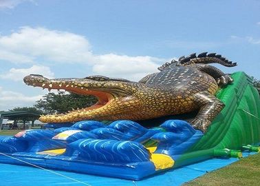 Lona inflable del PVC de la diapositiva de los niños mojados al aire libre impermeables de Comercial del cocodrilo