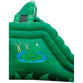Toboganes acuáticos esmeralda de la diversión de la rana verde, diapositiva mojada del resbalón doble inflable de la precipitación