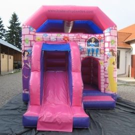 Sola diapositiva impermeable rosada de princesa Combo Bounce House With