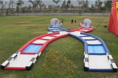 Juegos al aire libre inflables materiales inflables maravillosos del PVC/de TPU del circuito de carreras de la bola de Zorb