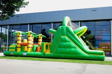 Equipo al aire libre inflable del juego del patio trasero inflable de la carrera de obstáculos del alquiler del verde del PVC de Platón