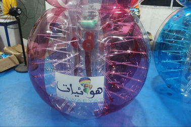 Bola de parachoques del compinche rojo adulto, logotipo de parachoques inflable humano azul de la bola de la burbuja impreso