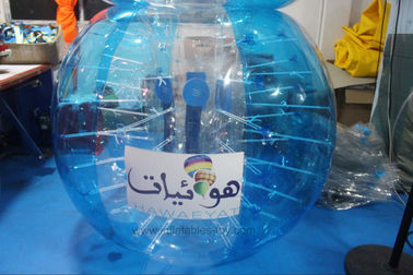 Bola de parachoques del compinche rojo adulto, logotipo de parachoques inflable humano azul de la bola de la burbuja impreso