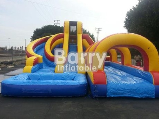 Patio trasero loco Barry Inflatable Water Slides del efectivo color amarillo y azul del 17ft