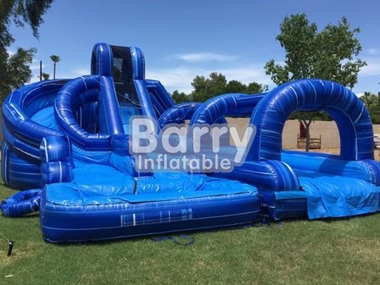 Patio trasero loco Barry Inflatable Water Slides del efectivo color amarillo y azul del 17ft