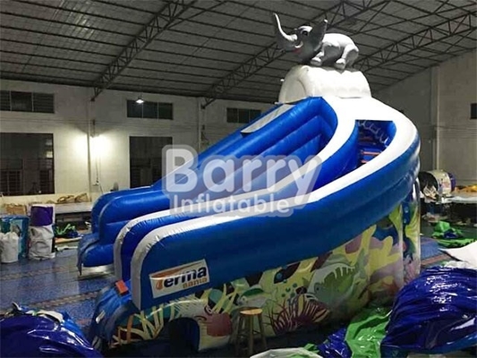 Los toboganes acuáticos inflables del elefante para la piscina modifican el logotipo para requisitos particulares