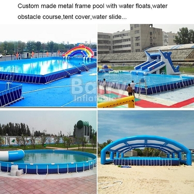 Piscina rectangular inflable portátil del marco metálico del PVC de la piscina de agua EN71 0.9m m