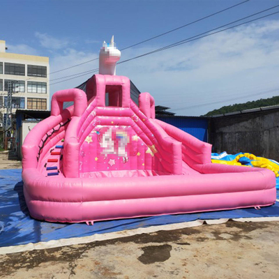 Diapositiva rosada móvil de princesa Bouncer With Pool del parque inflable del agua subterránea de Commerical