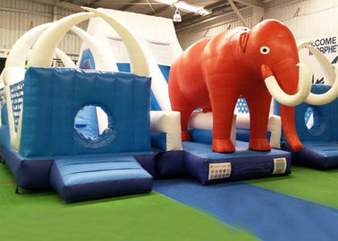 Diapositiva inflable gigante azul y roja del CE, de EN14960 del mundo del elefante de la gorila para los niños