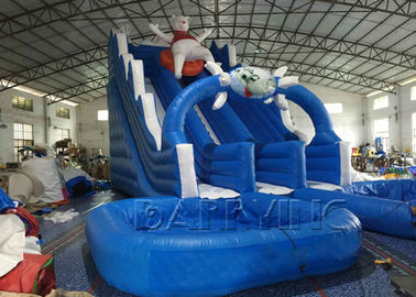 Diapositiva inflable comercial del oso perezoso azul con la piscina, tobogán acuático inflable gigante