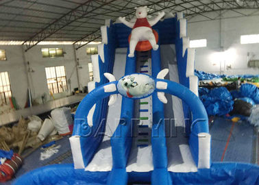Diapositiva inflable comercial del oso perezoso azul con la piscina, tobogán acuático inflable gigante