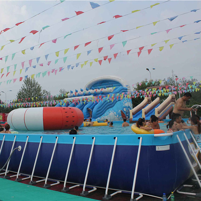 Piscina móvil con marco de metal de lona de 0,9 mm sobre piscinas inflables de tierra al aire libre