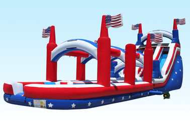 Toboganes acuáticos inflables al aire libre todos de 18Foot Hignt bandera americana con la diapositiva del resbalón