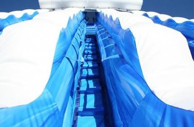 Azul toboganes acuáticos inflables del océano de Cali del carril del doble del delfín de 22 pies con el material de la lona del PVC