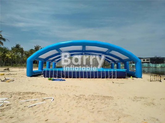 Tienda de refugio inflable azul y blanca para la playa de la piscina del marco metálico