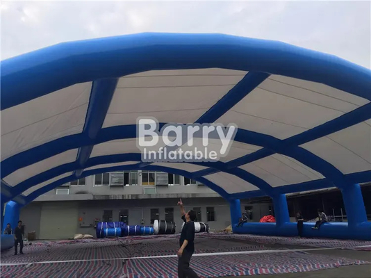 Tienda de refugio inflable azul y blanca para la playa de la piscina del marco metálico