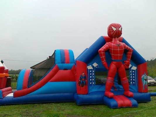 Casa combinada inflable de la despedida del super héroe de la aventura al aire libre del hombre araña con la diapositiva