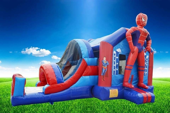 Casa combinada inflable de la despedida del super héroe de la aventura al aire libre del hombre araña con la diapositiva