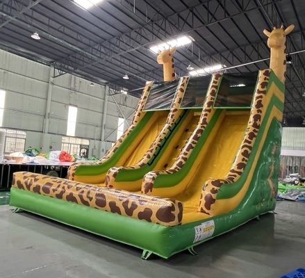 Tema de la historieta de los toboganes acuáticos de Plato Commercial Giraffe Double Inflatable