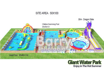 lona inflable del PVC del gigante de construcción del parque del agua del patio trasero 3D 0.55m m