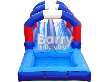 Diapositiva inflable del resbalón N del carril doble azul/rojo/blanco con tema del animal de la piscina