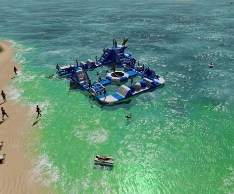 Los parques acuáticos flotantes inflables de los centros turísticos de la familia del parque del agua de la lona del OEM flotan explotan la isla