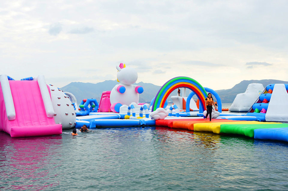 Parque de atracciones flotante amistoso de la carrera de obstáculos del PVC de Eco para el adulto y los niños