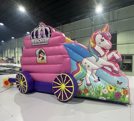 Tema de dibujos animados Deslizador de casa de salto inflable Combo Unicornio Caballo Deslizadores de castillo de salto