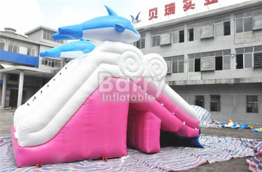 diapositiva inflable del rosa material del delfín de la lona del Pvc de 0.55m m para la piscina
