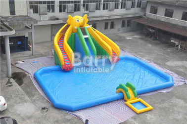 Parque inflable comercial grande móvil del agua con estructura del diseño de la diapositiva del elefante
