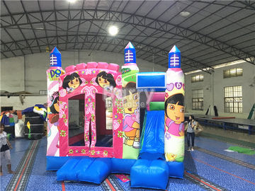 Anuncio publicitario rosado de la casa de princesa Large Dora Inflatable Bounce con la impresión de Digitaces