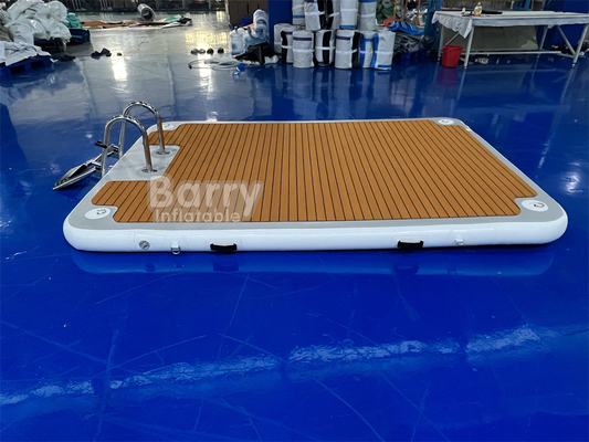 Drop Stitch PVC EVA Dock flotante inflable con escaleras de acero para lago río océano y mar