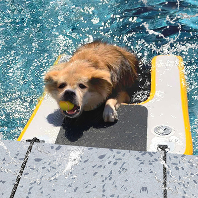 Rampa de agua inflable extra grande para botes, piscina para perros Rampa inflada ligera para perros Escalera suave para perros, plataforma de trampolín