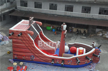Barco pirata combinado inflable comercial atractivo, diapositiva animosa del castillo con la carrera de obstáculos