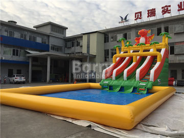 Parque inflable del agua de la diapositiva de encargo del dinosaurio con la piscina para el verano