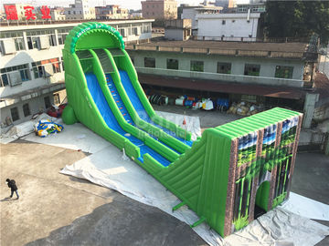 Línea inflable gigante comercial diapositiva de la cremallera para el color verde de los adultos