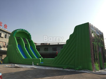 Línea inflable gigante comercial diapositiva de la cremallera para el color verde de los adultos
