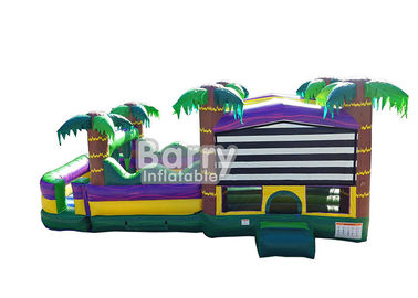 Casa de la despedida del obstáculo del Palm Beach de 30 pies, castillo animoso inflable con el tobogán acuático