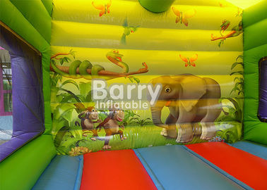 Gorila tropical combinada inflable gigante del tema comercial de la selva con la diapositiva