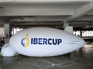 blanco inflable del dirigible no rígido del helio largo de los 6m para hacer publicidad de resistencia de fuego de la promoción