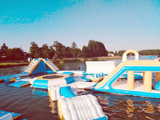 Juegos flotantes modificados para requisitos particulares libres del agua, parque inflable gigante de la agua de mar para el verano