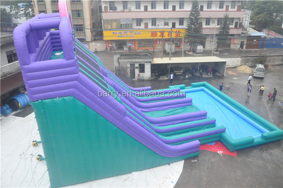 el PVC de 0.55m m modificó el tobogán acuático inflable de 4 carriles para requisitos particulares con la piscina para el adulto o los niños