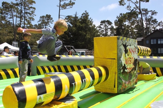 Máquina de juego inflable de la fusión de la carrera de obstáculos del Wipeout de la lona de encargo