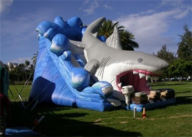 Diapositiva inflable comercial al aire libre del tiburón de la longitud del gigante los 8M para los jugadores