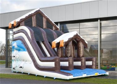 Diapositiva inflable comercial de la impresión llena, diapositiva inflable atractiva del patio con diseño de la casa