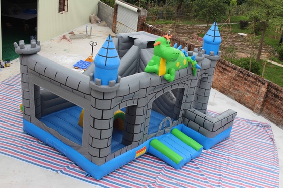 PVC Dragon Cartoon Inflatable Jump House Gray Green Color azul de 0.55m m