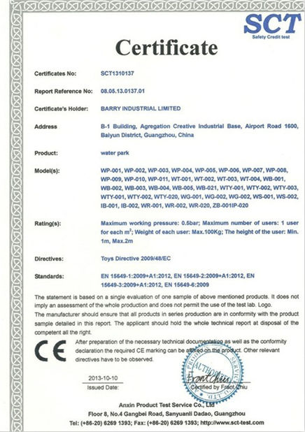 China Guangzhou Barry Industrial Co., Ltd certificaciones