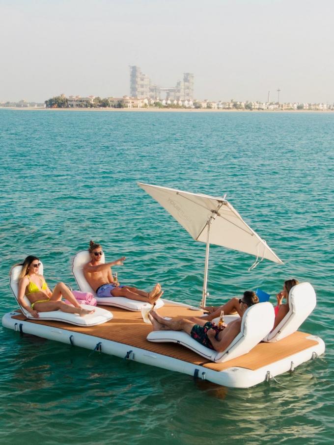 Lagos de agua Océano Ocio Forma de T Yate flotante inflable Muelle Familia Amigos Fiesta 5