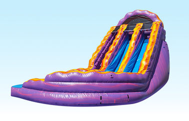 Diapositiva con curvas inflable púrpura y anaranjada del PVC Materila del carril los 0.55MM del doble del tobogán acuático